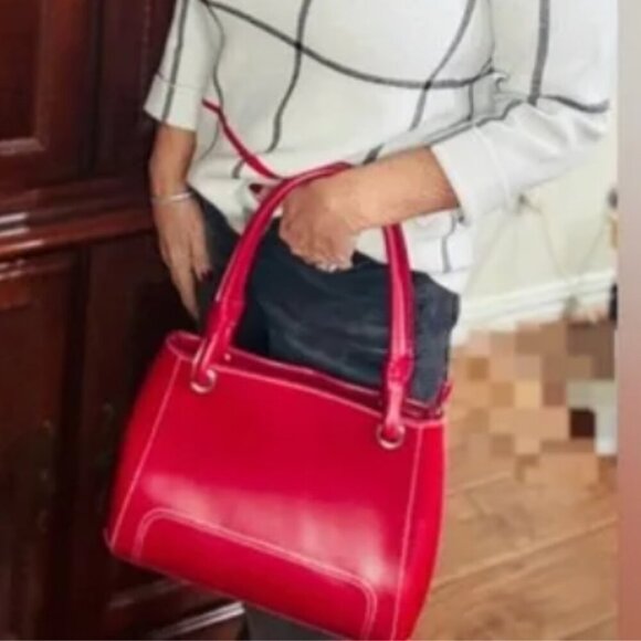 Wilson Genuine Leather Red Satchel Handbag 90s Vintage Y2K Like New Condition - Picture 12 of 13